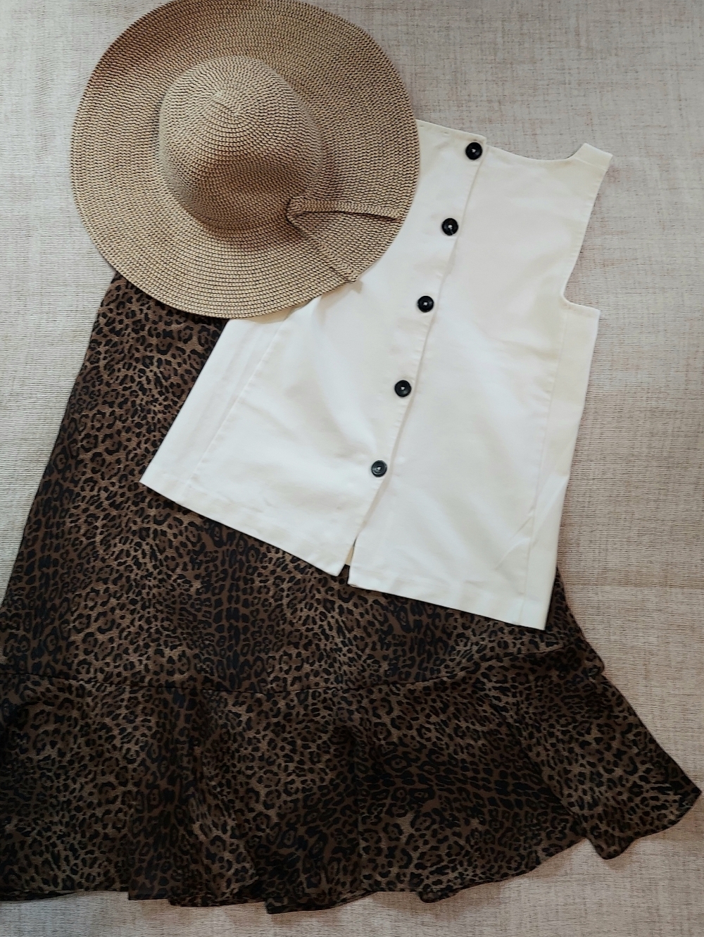 Leopard Print Midi Skirt Sz.SP Boho Minimal